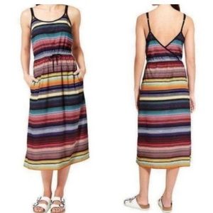 Athleta Dress NWT Havana Midi Black Stripes Sleeveless Size Small